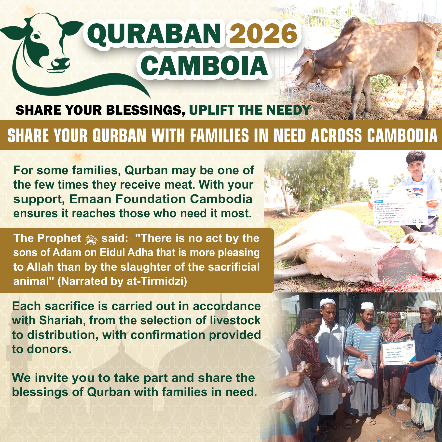 Share your Qurban with families in need across Cambodia